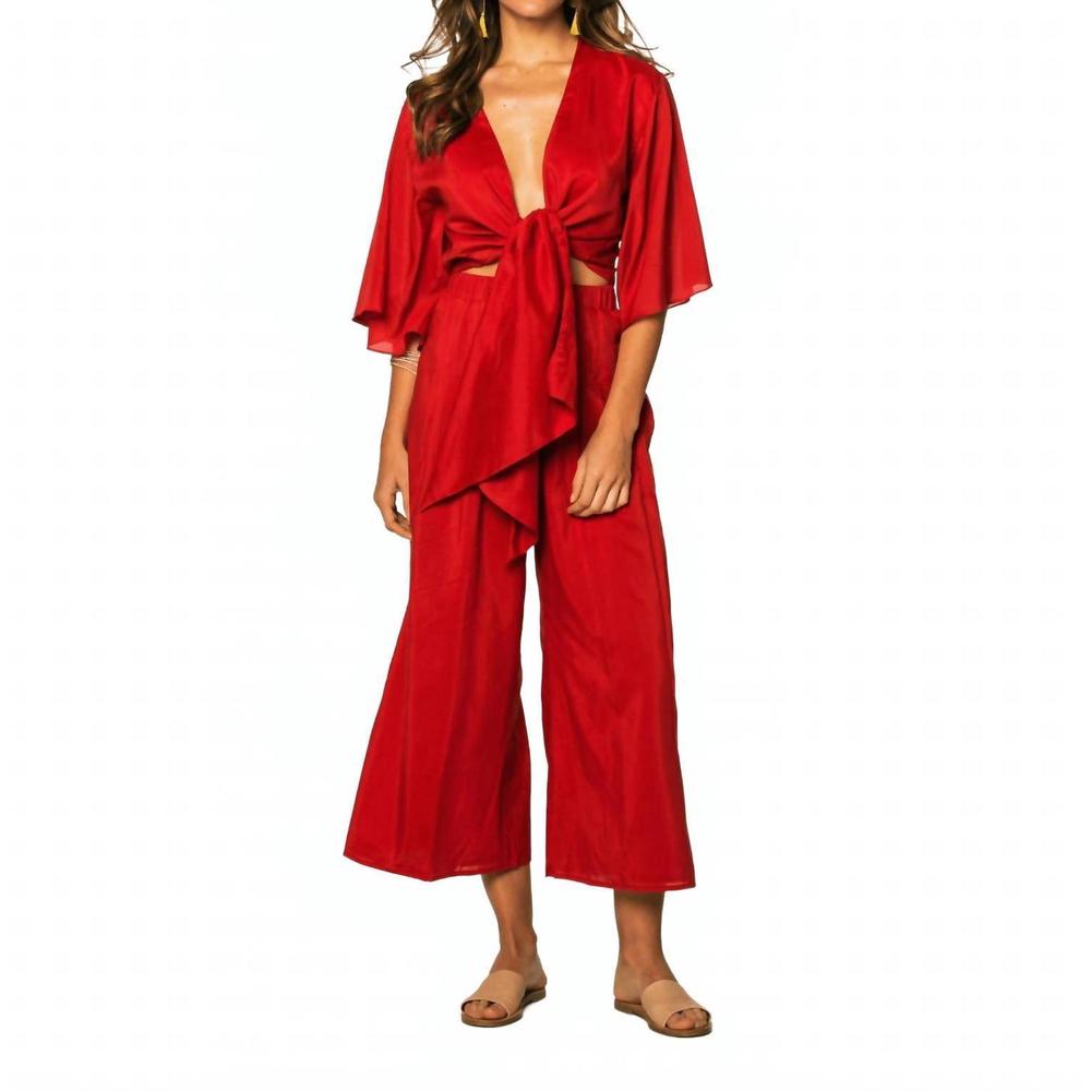 NEW SOAH women's sunny wrap blouse in red